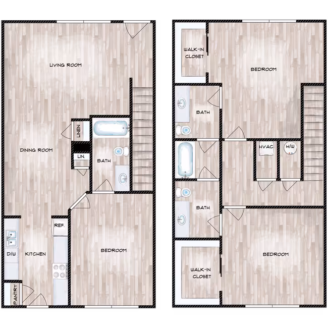 3x2 Townhome 165 floor plan